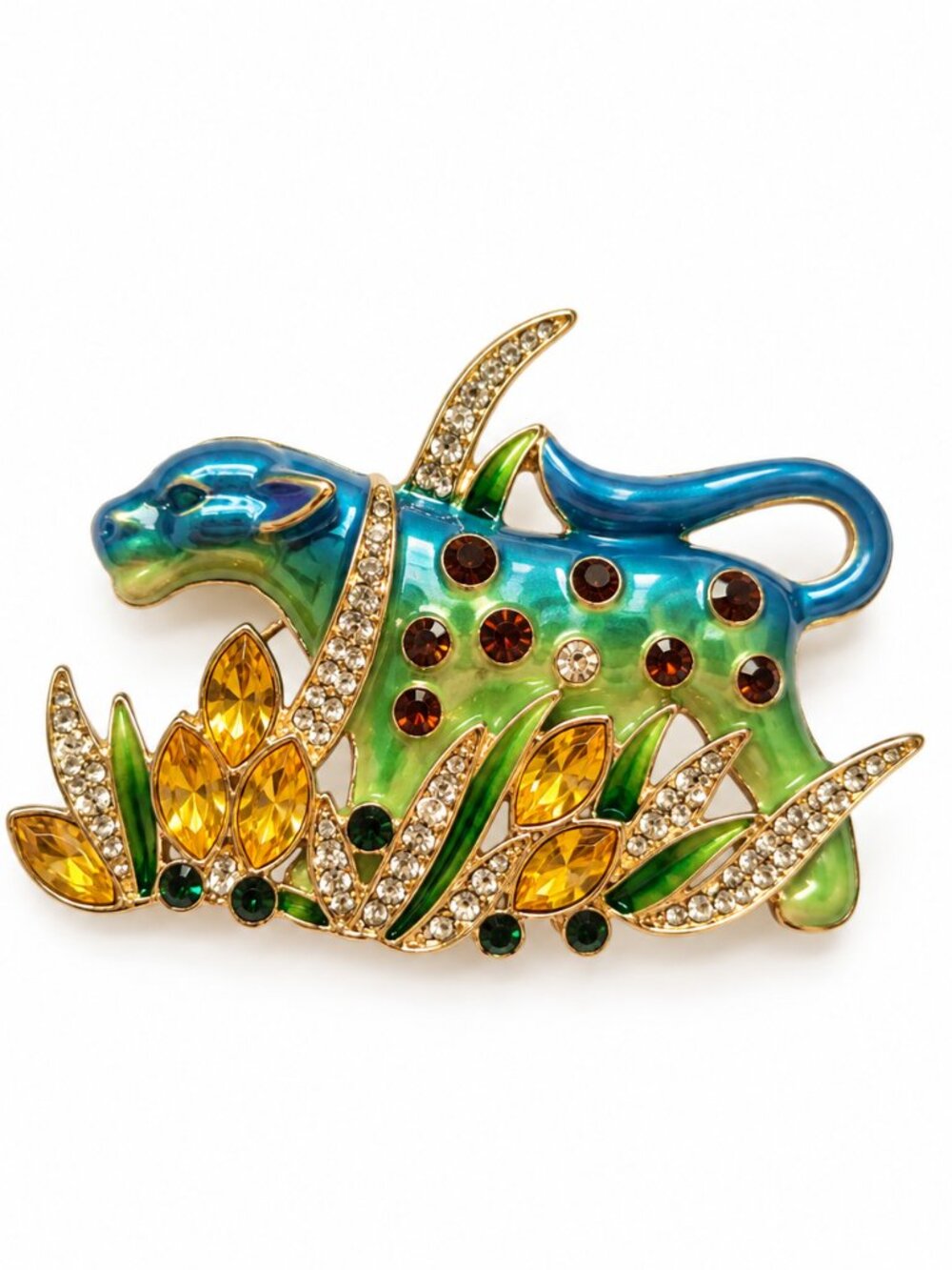 Multicolor Jeweled Animal Brooch